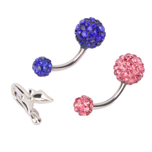 3x navelring legering strass draaiend