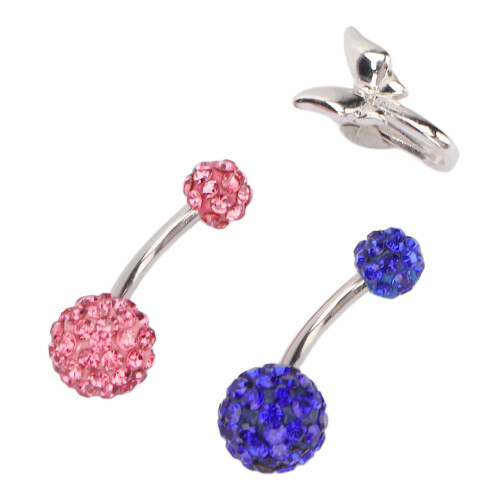 3x navelring legering strass draaiend 1