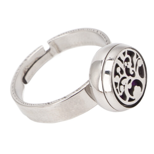 (Type 2) Aromatherapy Finger Ring Adjustable Stainless Steel Essential Oil Ring 1