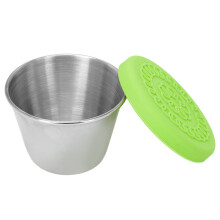 (Green Lid) Stainless Steel Essential Oil Cup 70ml with Silicone Lid Green