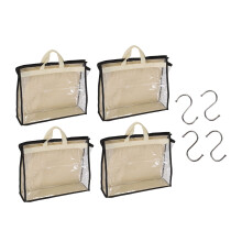 4x Tassen stofzakken non-woven transparant PVC 4 maten S-haken