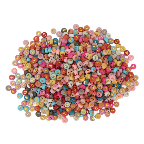 1200 Acryl-Buchstabenperlen runde bunte DIY-Perlen