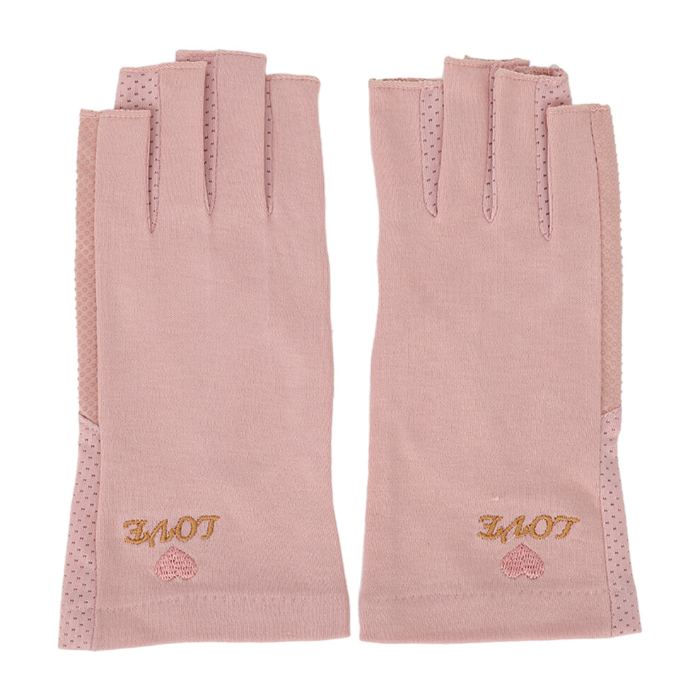 (Pale Pinkish Gray) Uv Protection Fingerless Manicure Gloves Cotton Stretchy Grey 461605092621