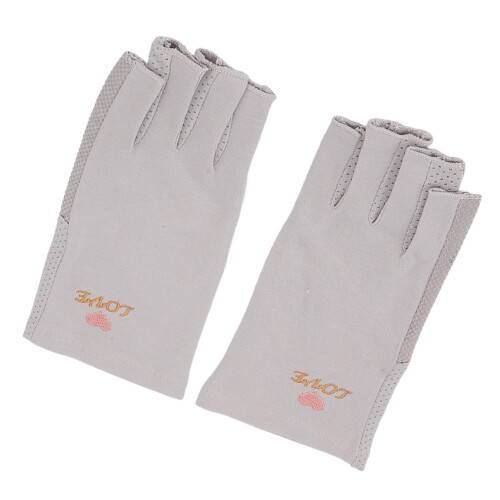 (Grey) UV-Schutz Fingerhandschuhe Maniküre Baumwolle 1