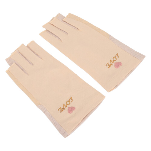 (Light Yellow) UV-Schutz Fingerhandschuhe Maniküre Baumwolle 2