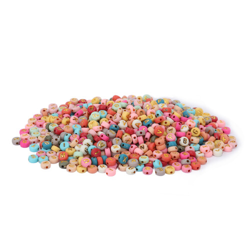 1200 Acryl-Buchstabenperlen runde bunte DIY-Perlen 1