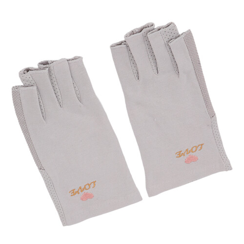 (Grey) UV-Schutz Fingerhandschuhe Maniküre Baumwolle 2
