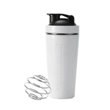 (5 ML 17OZ, White) Stainless Steel Whey Protein Shaker Bottle With Blender Ball Measurement Marking Bpa Free For Gym And Sports Water Mixing Cup