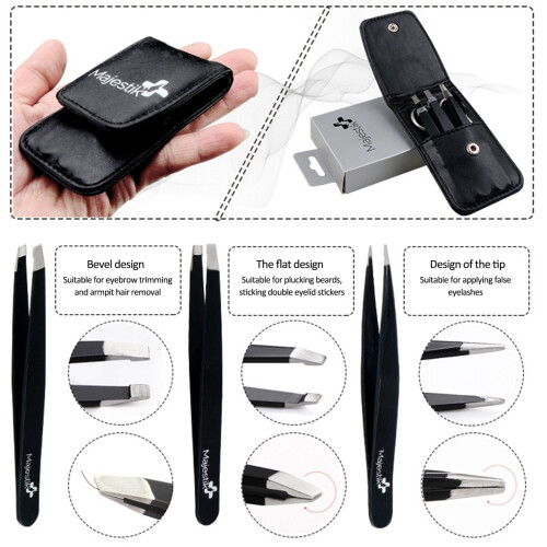 Stainless Steel Eyebrow Grooming Set w/Bag