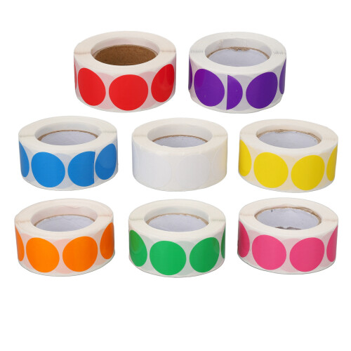 8 Rollen Bunte Aufkleber Kreise für Geschenkflasche