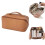 Tragbare PU-Leder-Kosmetiktasche mit Griff und Fächern 2