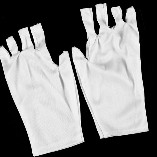 (Short) UV-Schutz-Fingerhandschuh Strick Weiß Maniküre Schutz 1