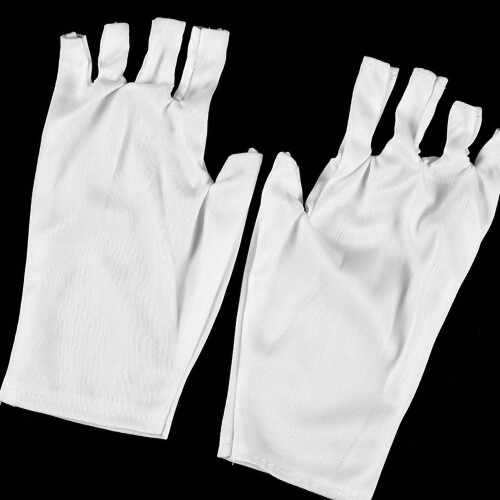(Short) UV-Schutz-Fingerhandschuh Strick Weiß Maniküre Schutz 2