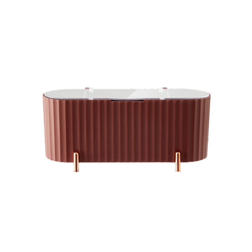 (Russet Red) Cosmetic Storage Box Transparent Dustproof PP Flexible Dividers Green