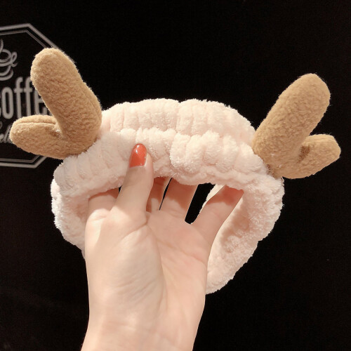 (Small Antlers Light Pink) Zachte Elastische Make-up Hoofdband