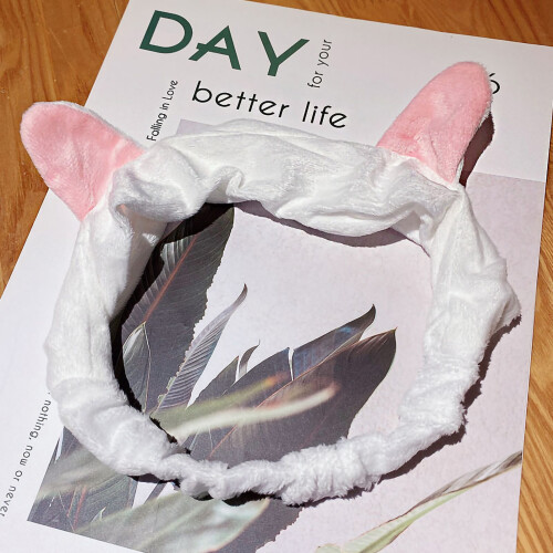 (Thin Cat Ears White) Zachte Elastische Make-up Hoofdband
