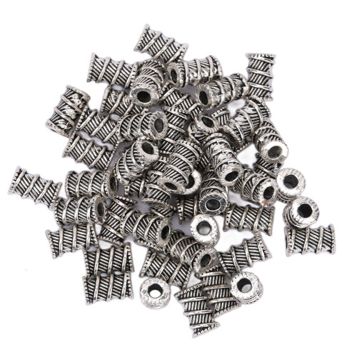 50 Stk. Wikingerbartperlen Legierung DIY Haarperlen Tubular
