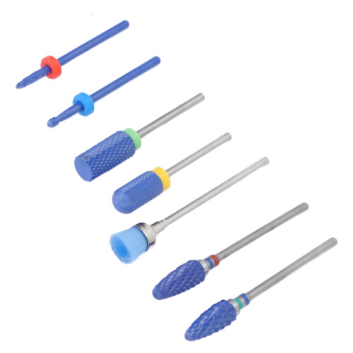 7x elektrische nagelboor bits keramisch blauw 1