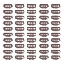 (Brown) 50x 8er Edelstahl-Perückenclips Dunkelbraun