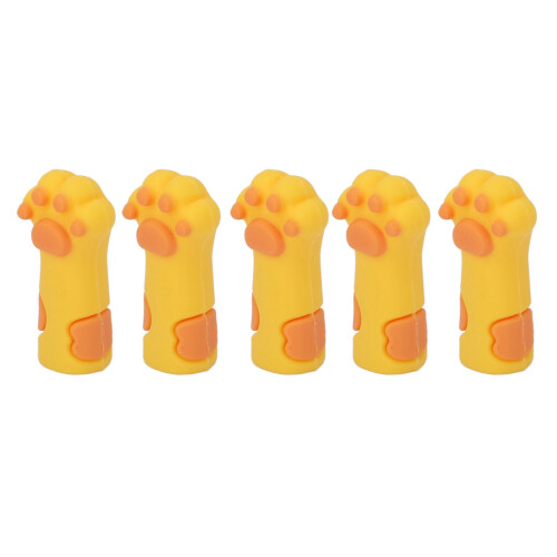 (Yellow) 5x Silicone Cat Paw Cuticle Scissors Covers Yellow 2