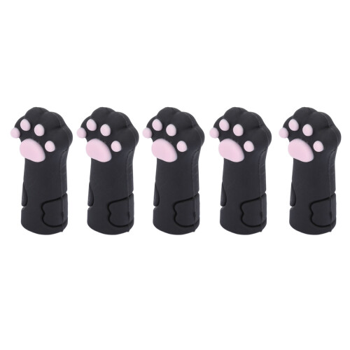 (Black) 5x Silicone Cat Paw Cuticle Scissors Covers Yellow 2