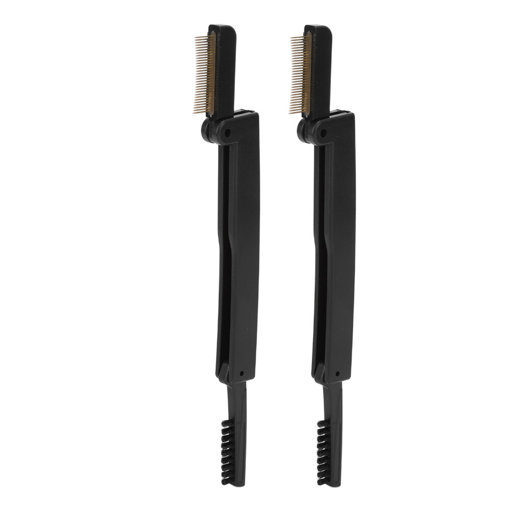 2pcs Folding Eye Lash Brow Comb Metal Dual Sided Grooming Brush