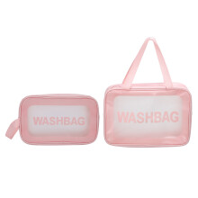 Clear Pink Portable Transparent Makeup Bag