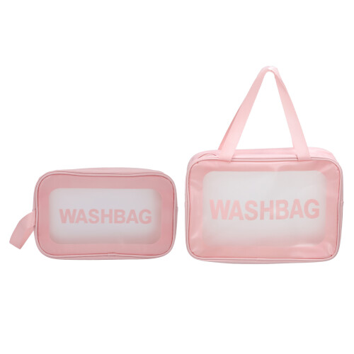 Clear Pink Portable Transparent Makeup Bag