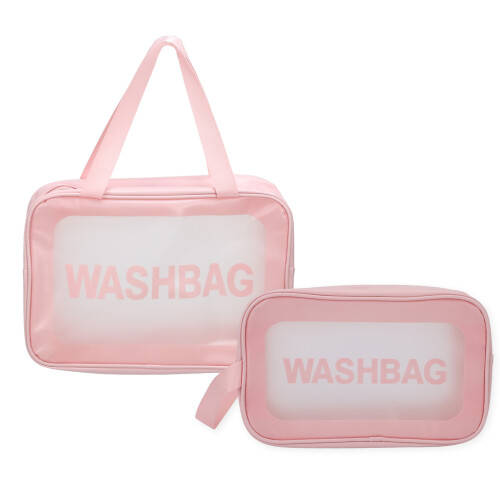 Clear Pink Portable Transparent Makeup Bag 1