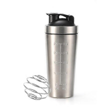 (5 ML 17OZ, Silver) Stainless Steel Whey Protein Shaker Bottle With Blender Ball Measurement Marking Bpa Free For Gym And Sports Water Mixing Cup