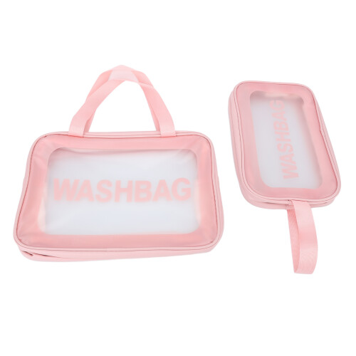 Clear Pink Portable Transparent Makeup Bag 2