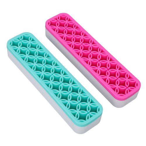 2x Groen/Roze Make-up Borstelhouder 1