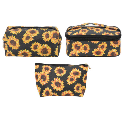 3x Sonnenblumen-Make-up-Taschen, wasserdicht 2