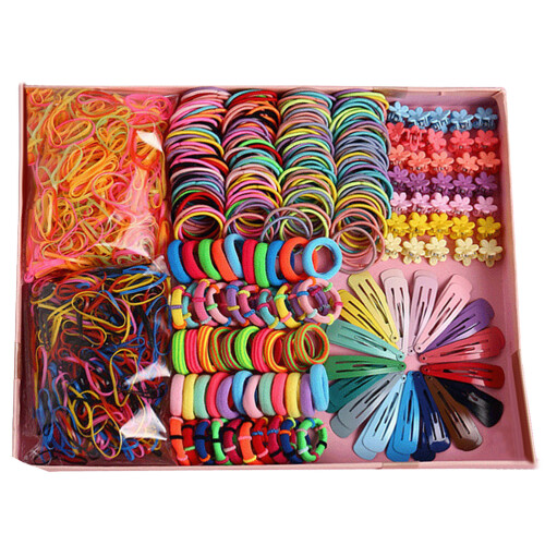 Mädchen-Haarclips Set Süßfarben Haarnadel Gummiband 1