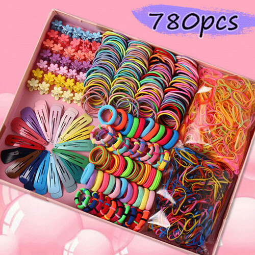 Mädchen-Haarclips Set Süßfarben Haarnadel Gummiband 2