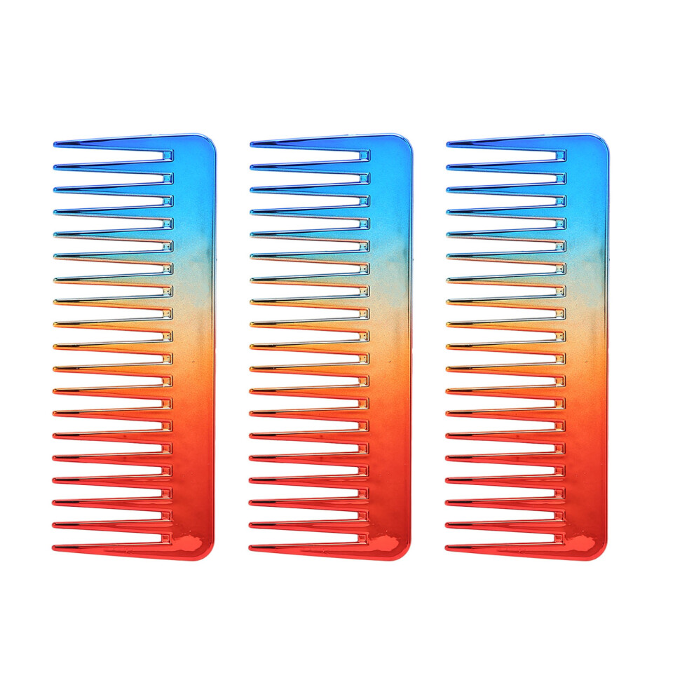 3pcs Wide Tooth Comb Gradient Color Flexible ABS Mini Round