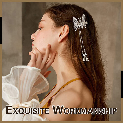 2x Elegante Schmetterlings-Haarstecker Metall Damen 1