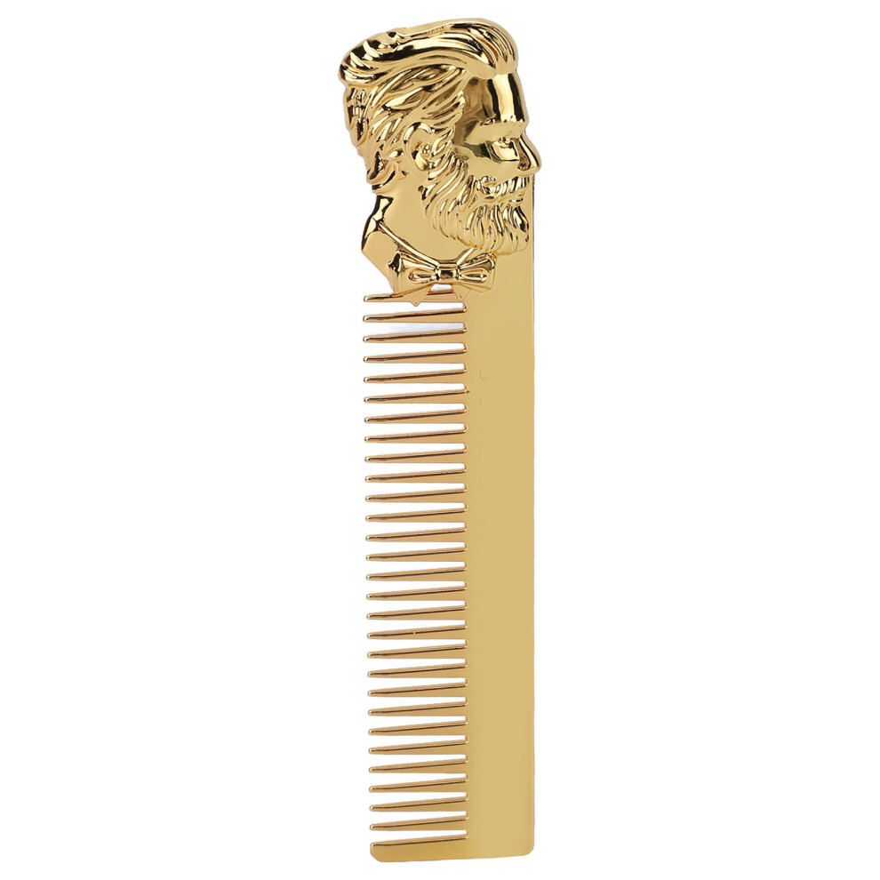 Unisex Gold (Gold) Zinc Alloy Hair Comb 3D Engraved Beard Comb Salon Home