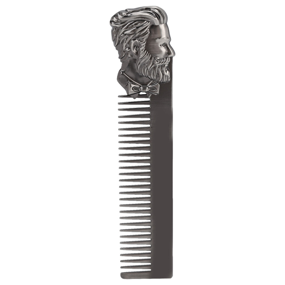Unisex Silver,Gold (Silver) Zinc Alloy Gold Hair Comb 3D Engraved Beard Comb Salon Home