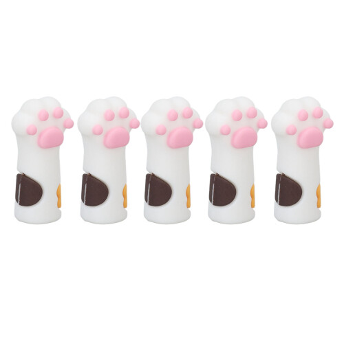 (White) 5x Silicone Cat Paw Cuticle Scissors Covers Yellow 2