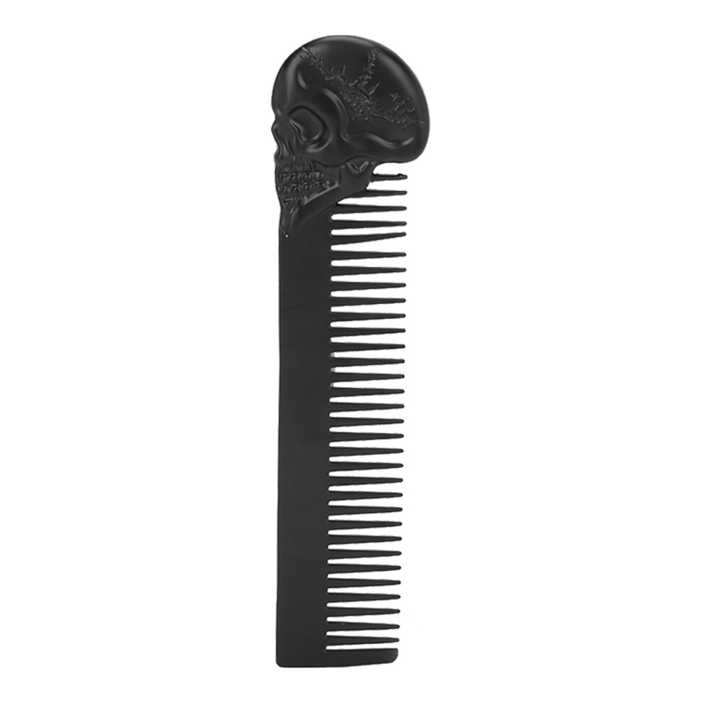 Unisex Black,Gold (Black) Beard Comb Stainless Steel Men Mustache Hair Comb Skull Handle Gold