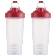 (Red) Plastic Protein Shake Bottle For Meal Replacement Shakes & Smoothies, Beverages, Mixing Salad Dressing