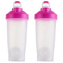 (Pink) Plastic Protein Shake Bottle For Meal Replacement Shakes & Smoothies, Beverages, Mixing Salad Dressing