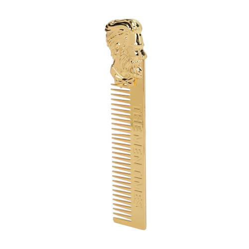 (Gold) Bartkamm Edelstahl 3D-Porträt schwarz 2