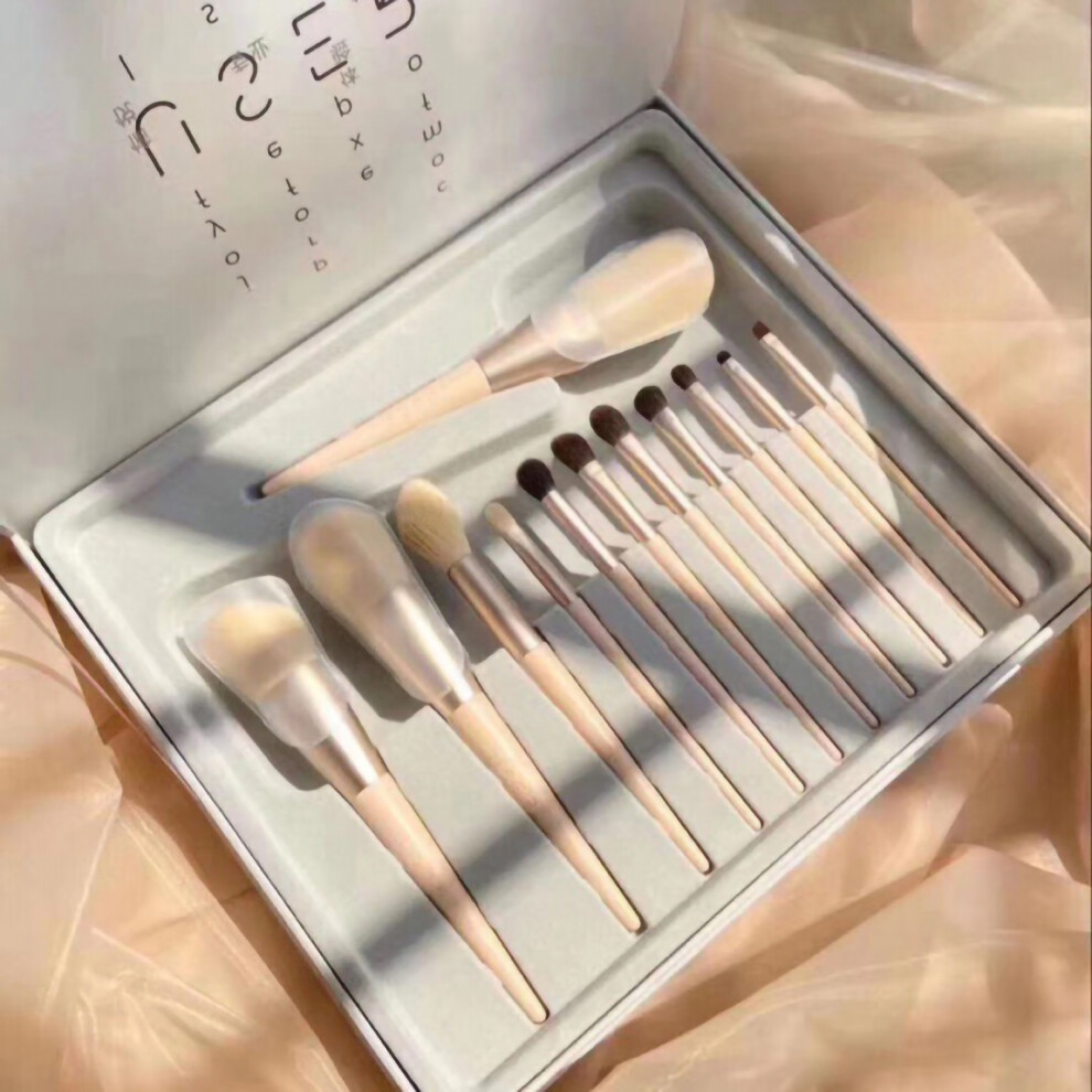 (12pcs Morandi Makeup Brushes Set+Gift Box) 12pcs Morandi Synthetic Makeup Brush Set with Gift Box