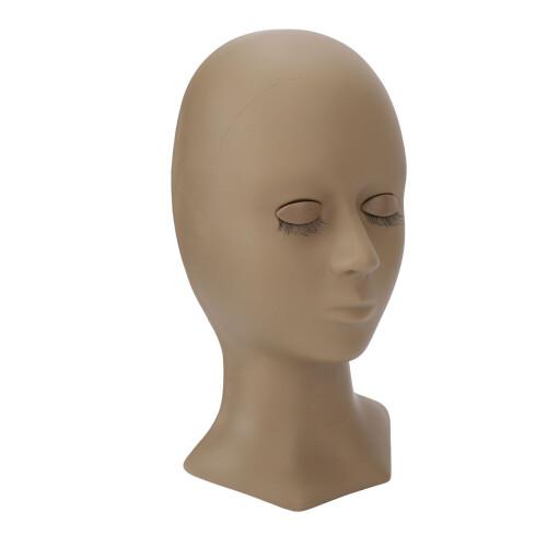 (Coffee) Lash Extension Practice Mannequin Head Silicone 4 Pairs 1