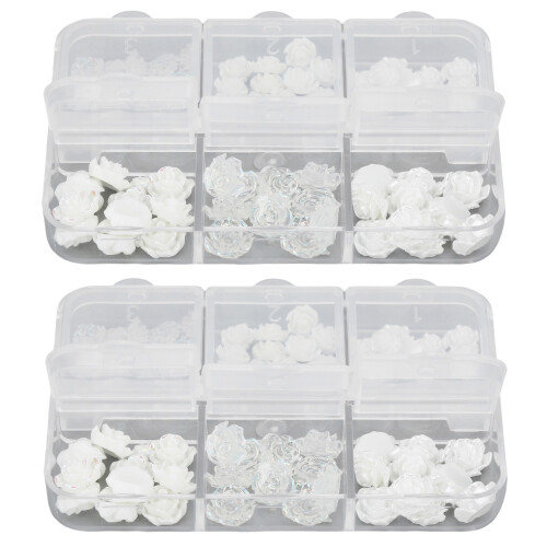 2 Box White Rose Camellia Nail Art Rhinestones