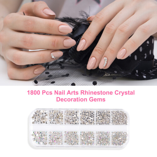 1800 Stks Nail Art Strass Set 1.6-4mm 1