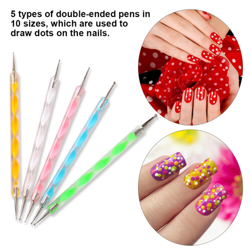 Nail Art Tool Kit: Pen, Brush, Dotting Pens, Rhinestones 2