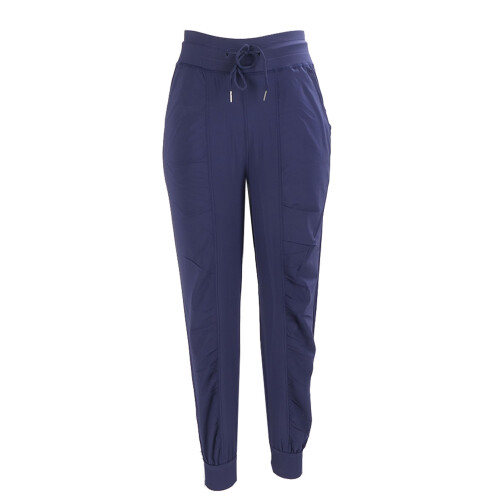 (XL) Running Pants Polyester Quick Dry Breathable Drawstring Navy Blue L